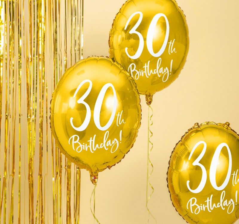 Balon foliowy 30th Birthday złoty 45cm FB24M-30-019 PartyDeco